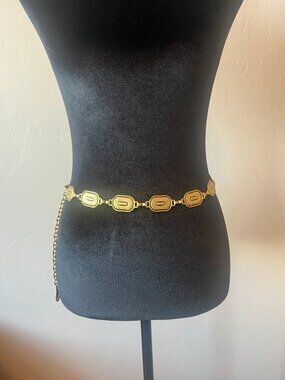 Vintage Style Gold Chain Belt Adjustable Waist Belt Oval Link